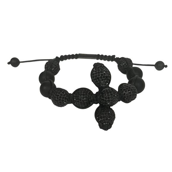 King Ice Los Angeles Bracelet Black Beads Crystal Ball Hematite Shamballa Style - Picture 3 of 6